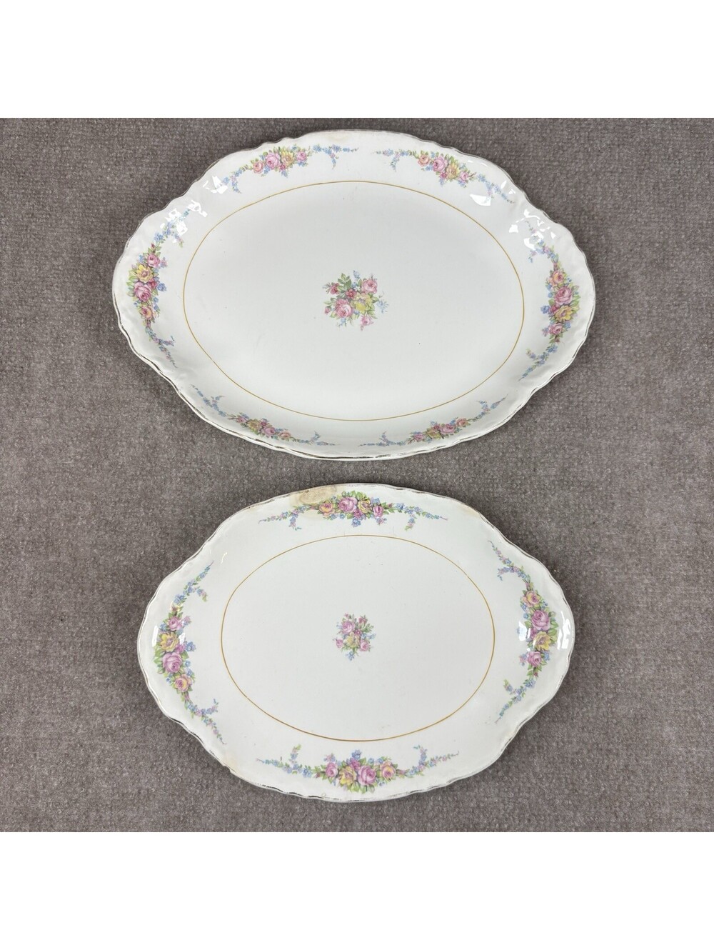 Vtg Radisson W. S. George Flowers Serving Platters 013B & 292B 13.75” & 11.5”